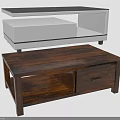 Modern White Black TV Stand and Dark Wooden Coffee Table With Storage Drawer and Compartments