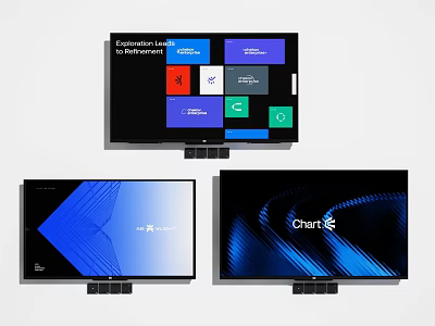Multiple Smart TV Screens Display Modern Interface Design With App Icons And Charts 3d model