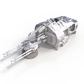 Silver Gray Sci Fi Mechanical Model Featuring Detailed Structure And Multiple Barrels 3d model