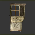 Vintage Wooden Display Cabinet With Carved Details And Glass Doors