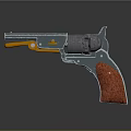 Vintage Revolver With Metal Cylinder Wooden Grip Silver Brown Finish Classic Design On Black Background