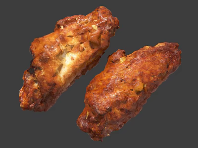 Delicious Crispy Fried Chicken Wings With Golden Brown Texture And Juicy Meat 3d model