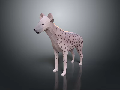 Minimalist Low Poly Hyena Model With Spotted Pattern And Standing Pose 3d model