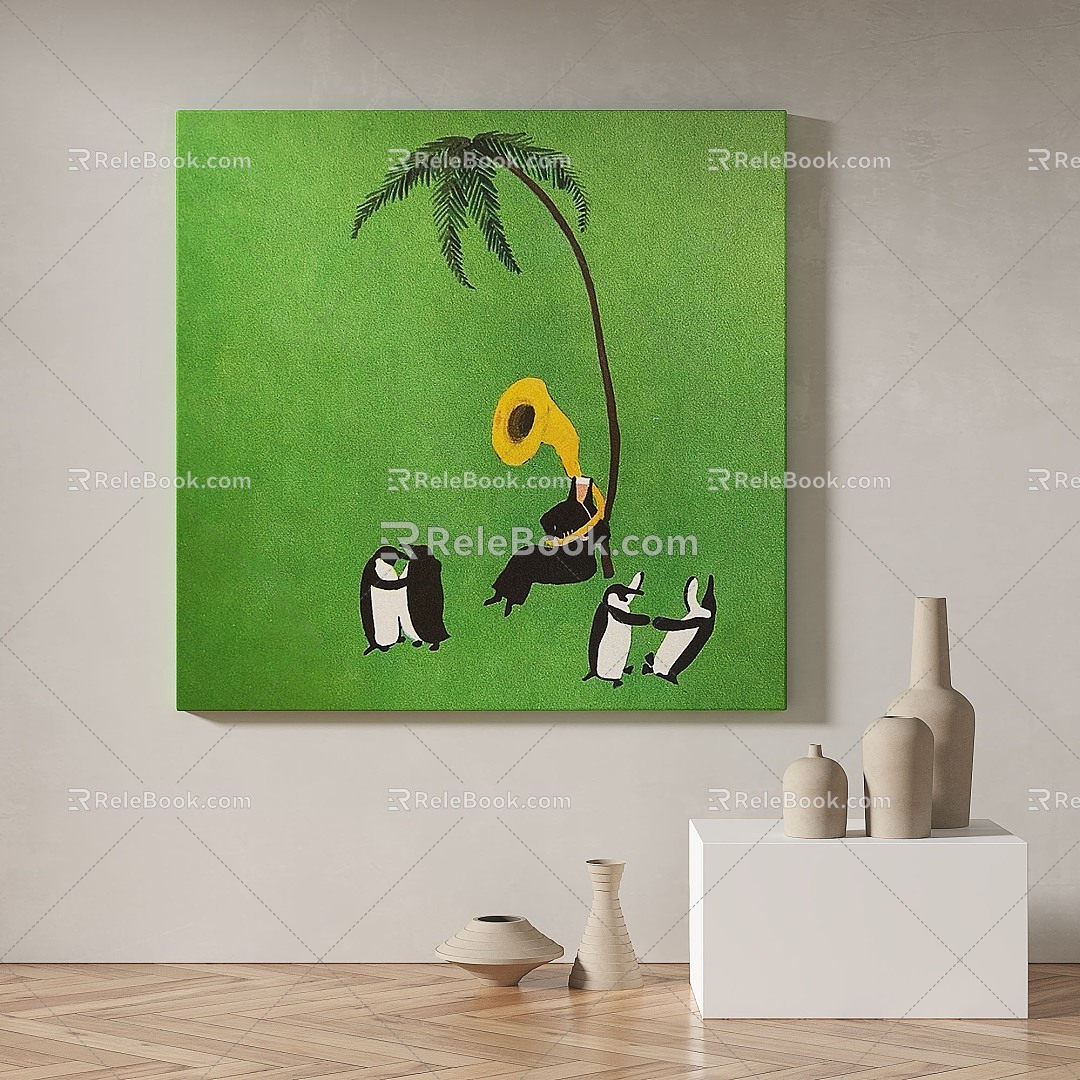 Modern minimalist abstract decorative painting 3d model