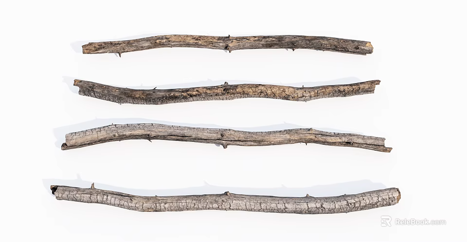 Natural Stone And Wood Branches With Rustic Texture For Decorative Crafts 3d model