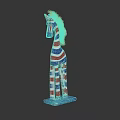 Decorative Zebra Figurine With Blue White Red Stripes And Yellow Mane On Black Background