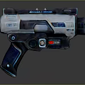 Futuristic Sci Fi Weapon With Metallic Texture Blue Lighting And Mechanical Grip Design 3d model