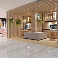 Bridal Shop Interior With Golden Sculptures Pink Decor Neon Signs And Tiled Walls