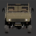 Beige Off Road Truck With Open Cargo Bed And Large Six Wheel Design