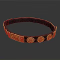 Stylish Black Belt With Golden Circular And Rectangular Decorative Ornaments 3d model