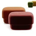 Stylish Velvet Sofa Stools in Brown Burgundy and Green Square Shaped with Cross Stitch Design