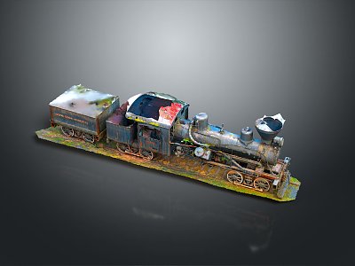 industrial LOFT train vintage train steam train locomotive head steam car 3d model