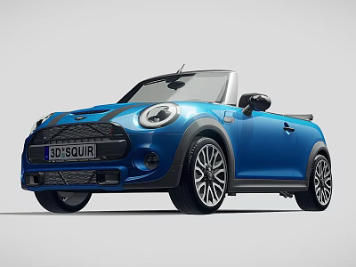 Blue MINI Convertible Car With Stylish Exterior Design And Front View Features 3d model