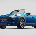 Blue MINI Convertible Car With Stylish Exterior Design And Front View Features