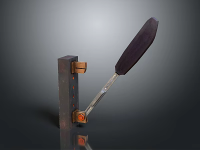 Industrial Metal Bracket Equipment with Black Handle Metal Base and Orange Connector 3d model