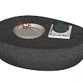Oval Grey Coffee Table With White Tray Red Twigs Black Bowl And Book