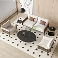 Modern Sofa Coffee Table Combination Multi-person Sofa Floor Lamp Coffee Table Single Sofa 3d model