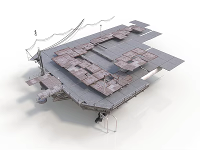 Detailed 3D Aircraft Carrier Model With Deck Structure And Military Equipment 3d model