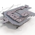 Detailed 3D Aircraft Carrier Model With Deck Structure And Military Equipment