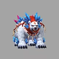 Game Movie Character Polar Bear White Fur Blue Pink Crystals Red Headpiece Open Mouth Teeth
