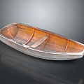 Classic Wooden Boat With Rustic Brown Wooden Planks And Central Seat Structure
