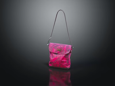 Stylish Pink Patterned Shoulder Bag With Long Strap And Textured Design 3d model