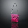 Stylish Pink Patterned Shoulder Bag With Long Strap And Textured Design 3d model