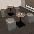 Modern coffee stool round table combination 3d model