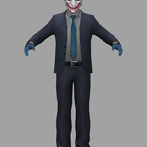 Mask Man Mask Male Man Young Middle-aged Man Suit Clothes Robber Bad Guy Gloves 3d model