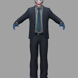 Mask Man Mask Male Man Young Middle-aged Man Suit Clothes Robber Bad Guy Gloves 3d model