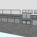 Modern Metal Grid Fence Design For Outdoor Terrace With White Wall And Blue Sky
