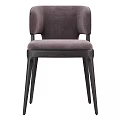 Elegant Modern Dining Chair With Deep Purple Velvet Seat Gray Backrest And Wooden Legs