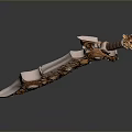 Ornate Decorative Sword With Gold Silver Ornaments And Pearl Accents