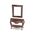 Elegant Vintage Wooden Dressing Table With Framed Mirror And Carved Legs