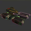 Futuristic Military Tank With Heavy Tracks Dual Cannons And Angular Armored Design