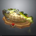 Mechanical Fish Model With Gears And Textured Body On Wooden Base