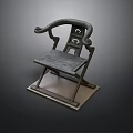 Chinese Style Wooden Chair With Curved Armrests And Crossed Leg Design