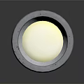 Round Green Gray Metal Illuminated Light Fixture With Reflective Inner Surface