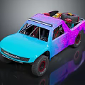 Custom Off Road Truck With Blue Purple Gradient Starry Exterior And Spare Tire