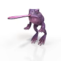 Purple Frog Standing With Extended Long Pink Tongue On White Background