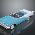 Classic Blue And White Convertible Car With Open Top And Retro Design And Chrome Accents