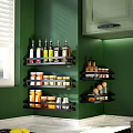 Wall Mounted Black Bathroom Cabinet Rack With Multi Layers For Toiletries Corner Storage