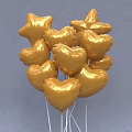 Golden Star And Heart Shaped Shiny Balloons For Festive Decor In Daily Life