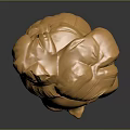 Golden Sculpted Bust With Intricate Hairstyle And Smiling Face On Dark Background