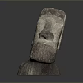 Artistic Stone and Wood Carved Sculpture Human Head Shape with Detailed Facial Features