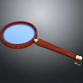 Classic Magnifying Glass With Red Wooden Handle Blue Lens And Gold Accents
