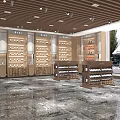 Modern Spacious Tobacco and Alcohol Store Interior With Shelves Product Displays And Marble Floor