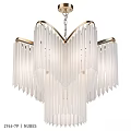 Elegant Modern Chandelier With White Glass Pendants And Brass Frame Design
