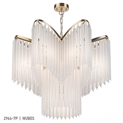 Elegant Modern Chandelier With White Glass Pendants And Brass Frame Design 3d model