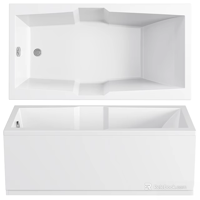 Sleek White Rectangular Bathtub With Integrated Drain And Smooth Surface For Modern Bathroom 3d model 